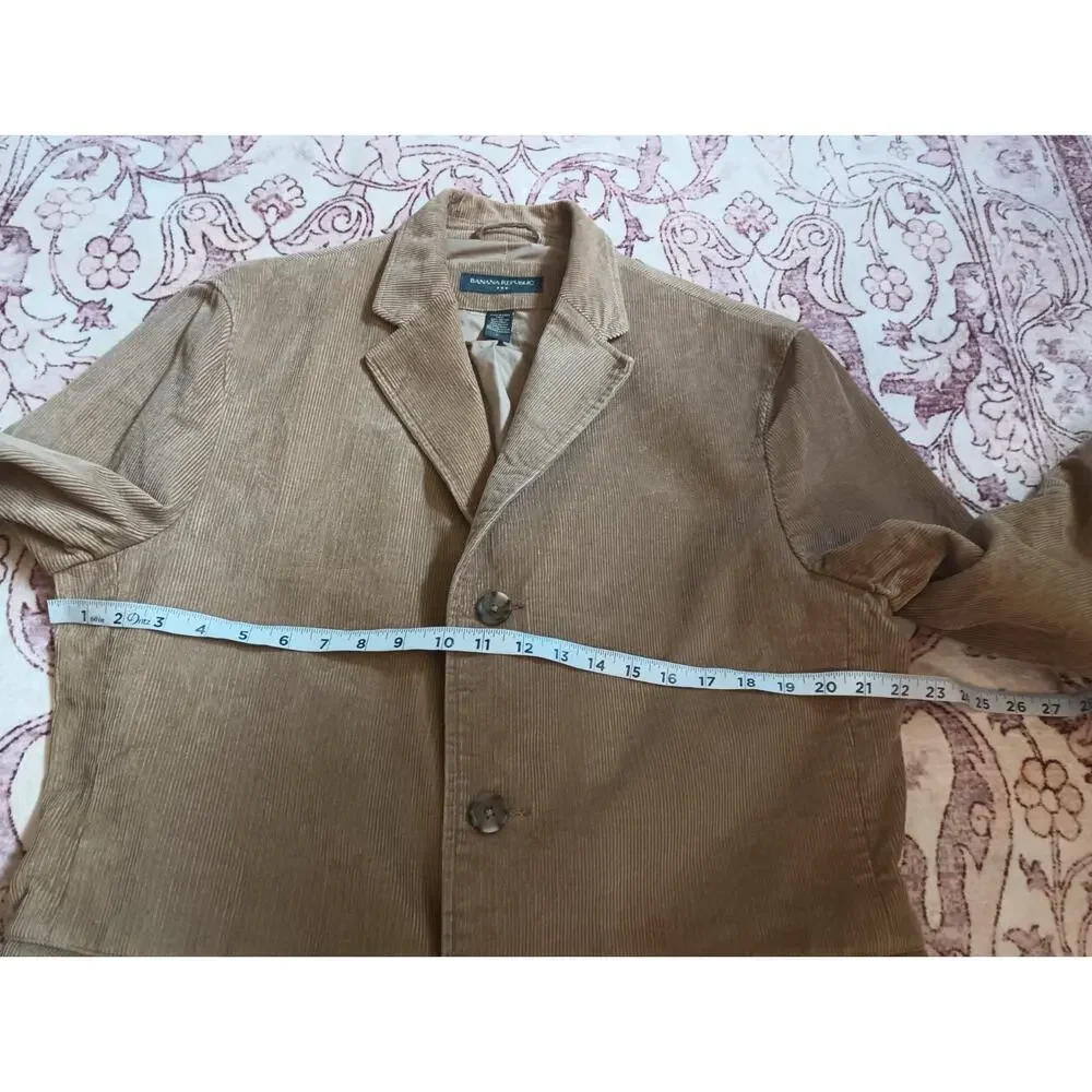 Banana Republic Mens Corduroy Blazer L Tan Academia Old Money Heritage Y2K
